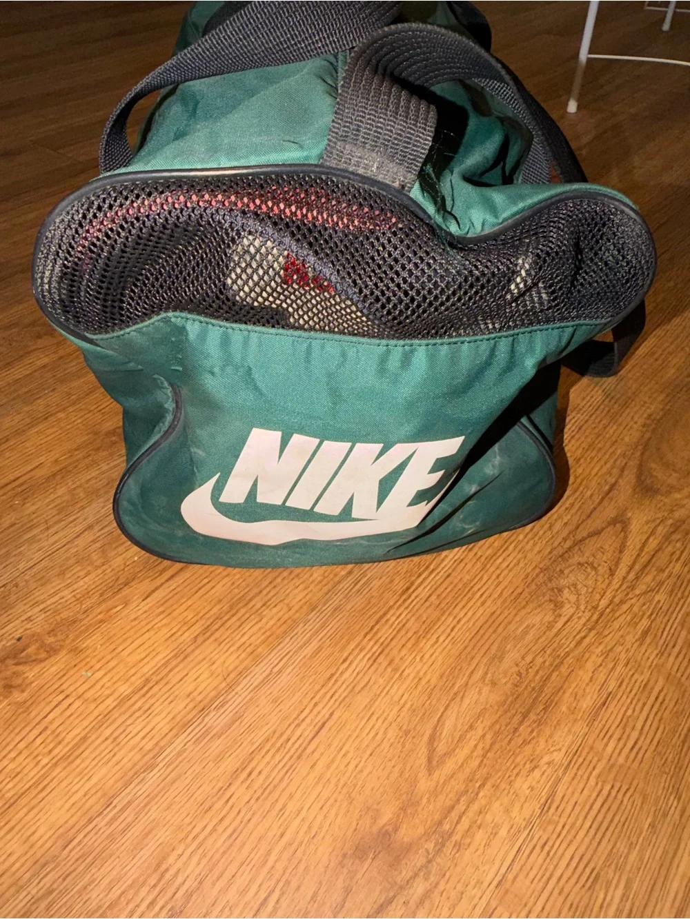 Nike Green Duffel Bag with Blue and White Logo